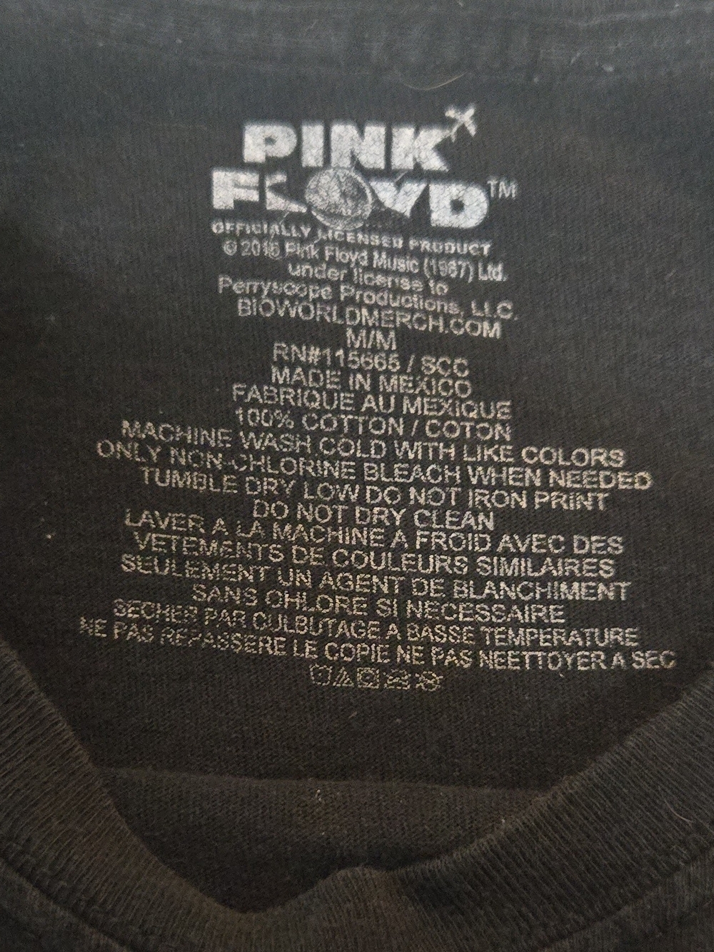 Pink Floyd Men's Medium Black Graphic Tee - Multicolor Prism Design - Picture 6 of 9